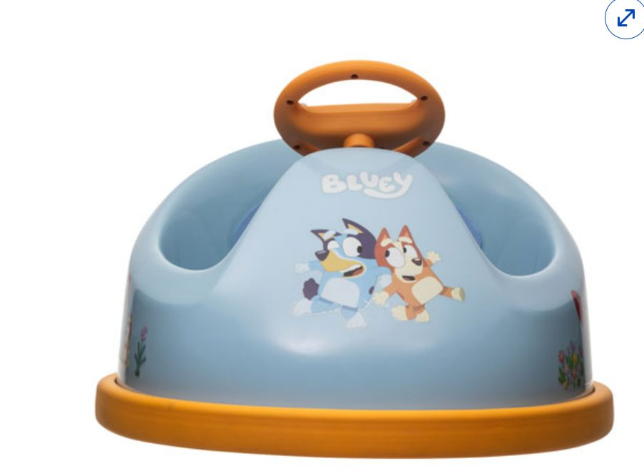 Blue children's toy like car with cartoon print