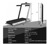 Treadmill with dimensions and running area and other features