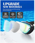 Swimming glasses with anti fog, UV layer and impact resistant