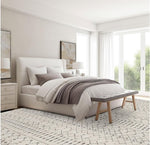 Modern bedroom with soft rug