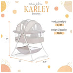 Dream On Me Karley bassinet with dimensions and weight capacity