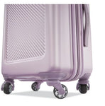 Purple suitcase with wheels