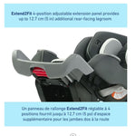 Child car seat with Extend2Fit adjustable extension panel