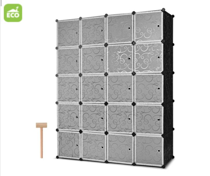 Modular storage cabinet with patterned doors on a white background, featuring the Eco brand logo.