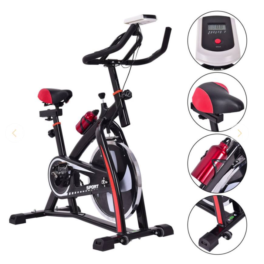 Spinning bike with digital display and bottle holder