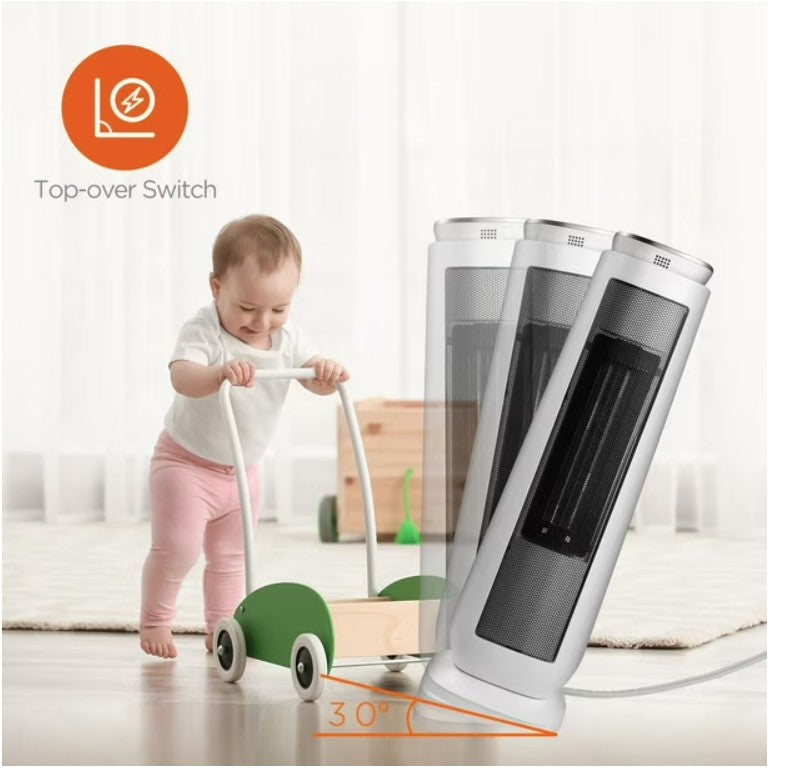 Child with a toy and two electric heaters