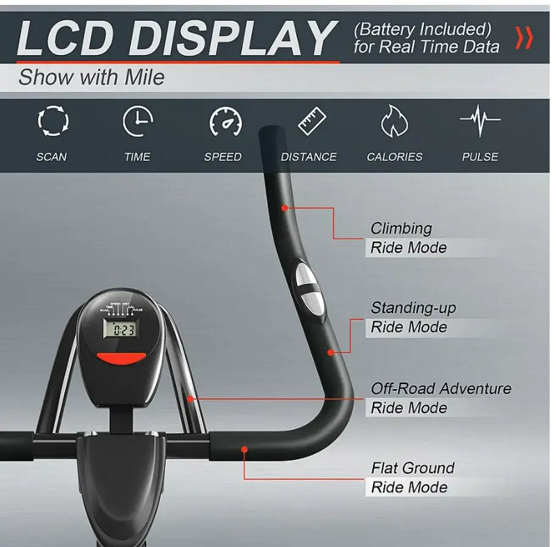 30Lbs Stationary Training Bike Exercising Bicycle W/Monitor Gym - Black/Silver