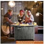 Rectangular propane fire pit table with wood grain design