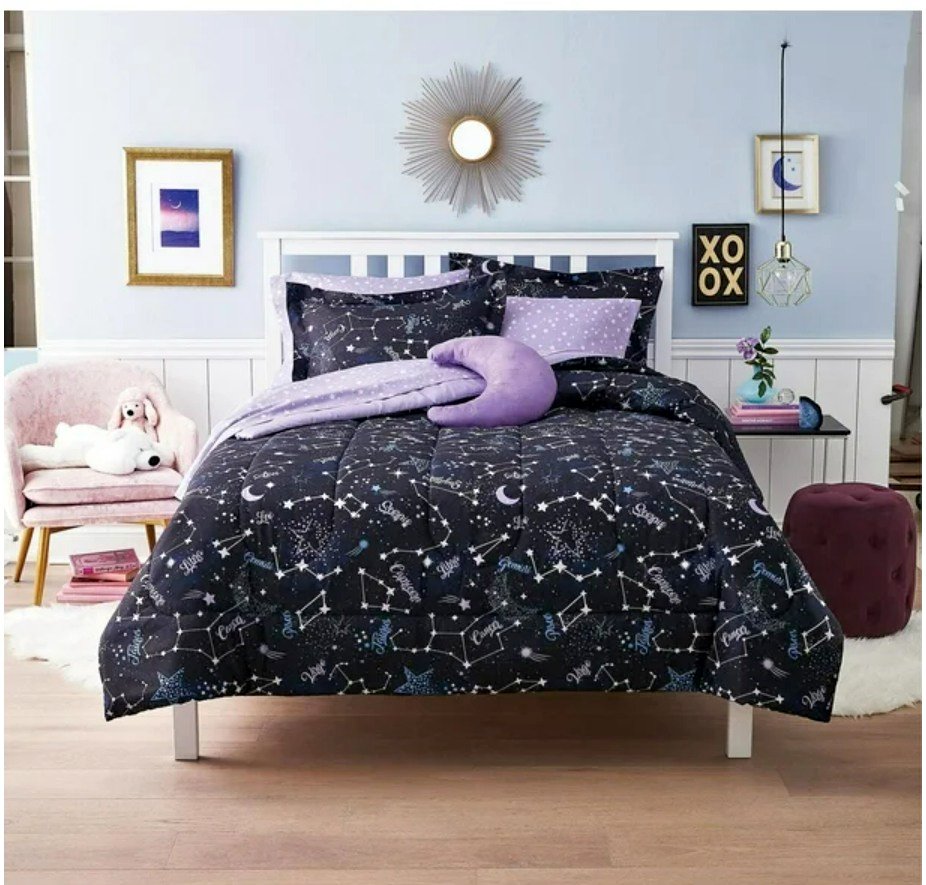 Mainstays Kids Zodiac Charms Piece Bed in a Bag, Twin: 6 piece set & Double: 8 piece set