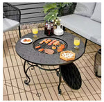 35.5 in. Black Metal Patio Outdoor Wood Burning Fire Pit Table Multifunctional Dining Table