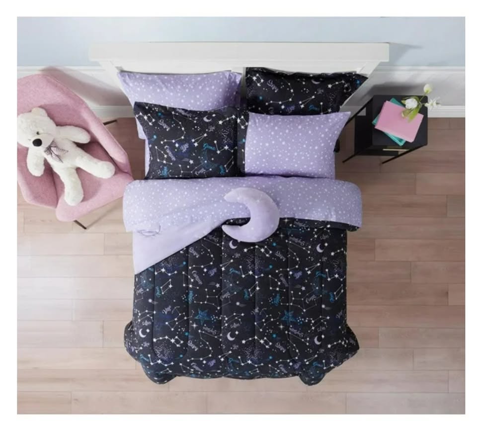 Mainstays Kids Zodiac Charms Piece Bed in a Bag, Twin: 6 piece set & Double: 8 piece set