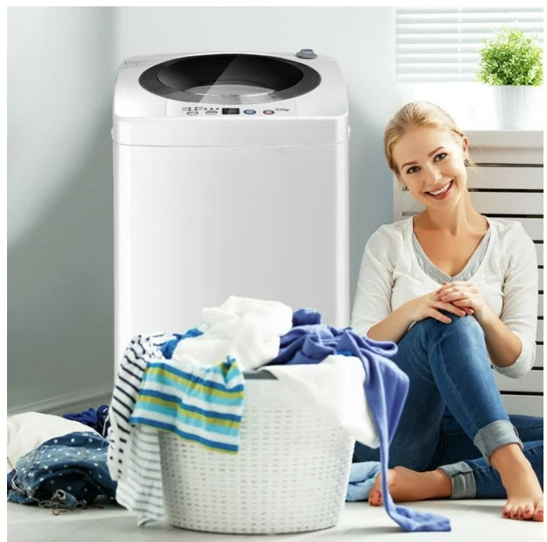 Portable Compact -Automatic Laundry Wash Machine Washer Spinner W/ Drain Pump 7.7 lbs Load Capacity