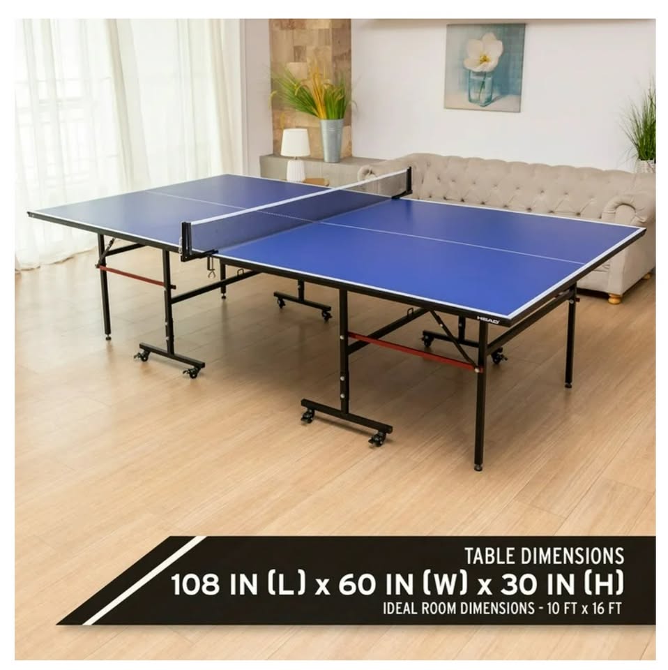 HEAD Collapsable Ping Pong Table with Net, 108 x 60 x 30 inches, Blue