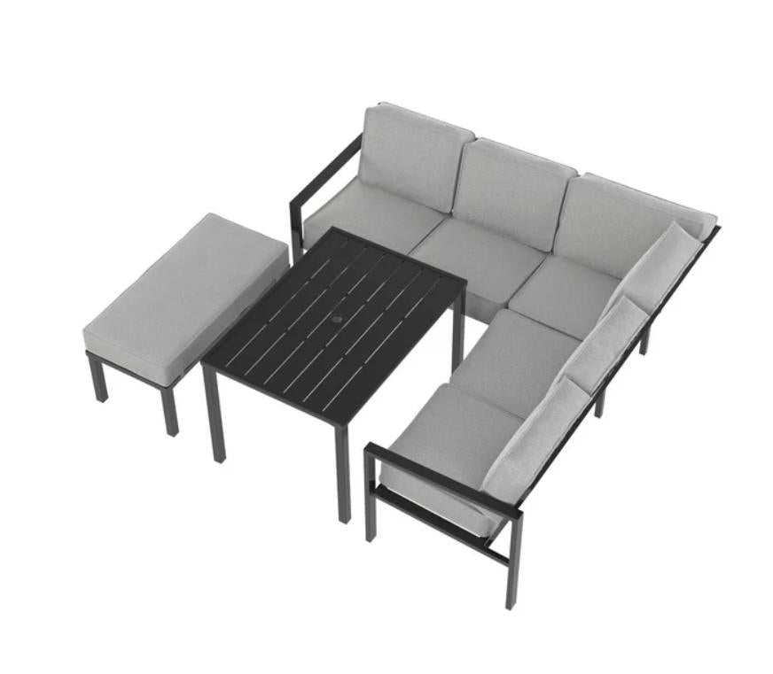 Mainstays Cobble Hill 3-Piece Patio Sectional Set - Grey, Comfortable chaise loungers