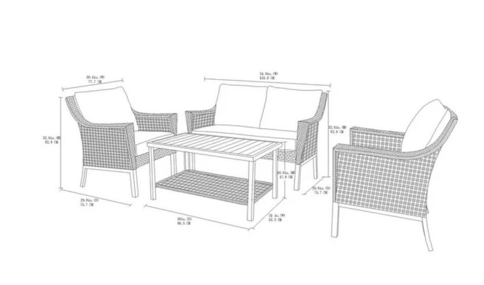 HOMETRENDS Belmont 4-Piece Patio Conversation Set