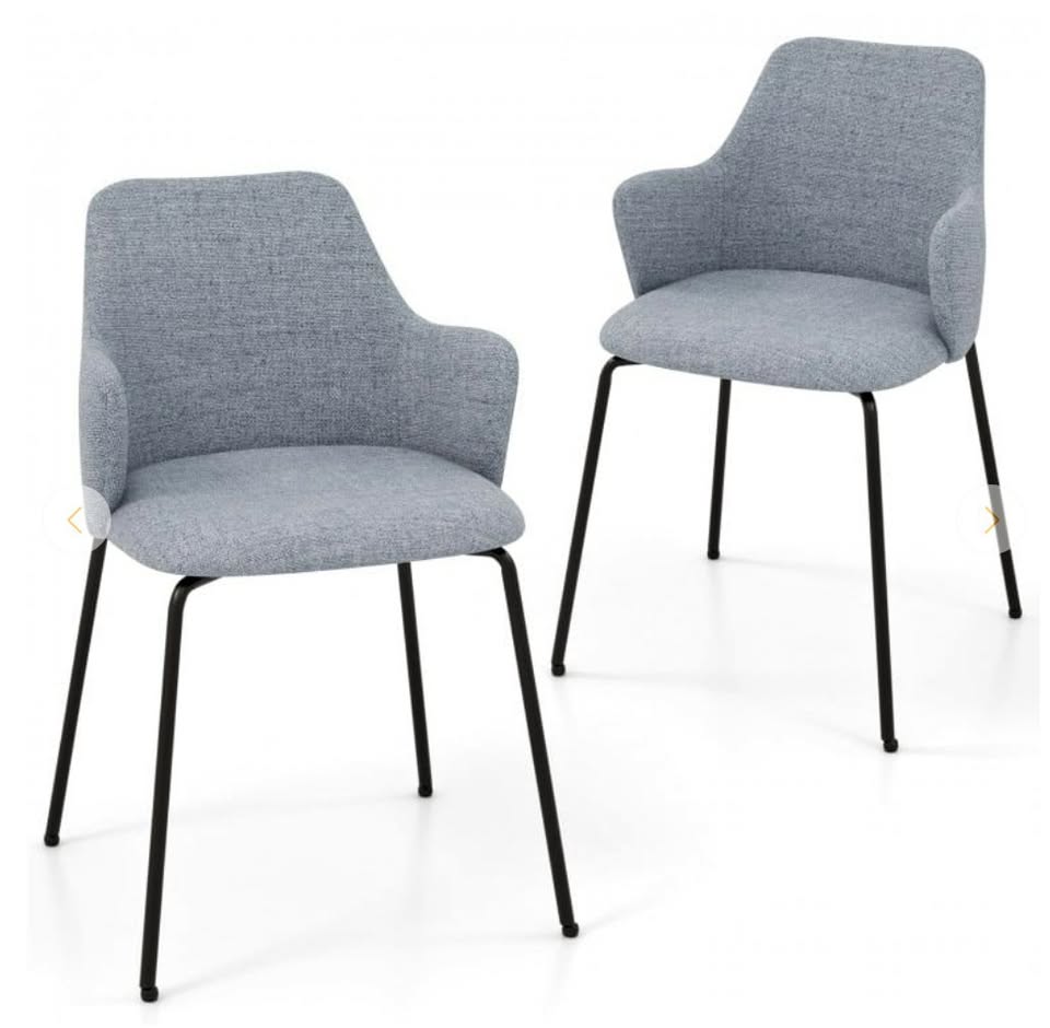 Dining Chairs Set of 2 with Curved Backrest, Wide Seat and Armrests