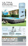 Intex 32ft X 16ft X 52in Ultra Frame Rectangular Pool Set with Sand Filter Pump, Ladder, Ground