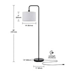 Floor lamp with dimensions labeled.