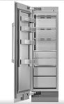 Stainless steel refrigerator with open door.