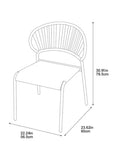 Line drawing of a chair with dimensions labeled.
