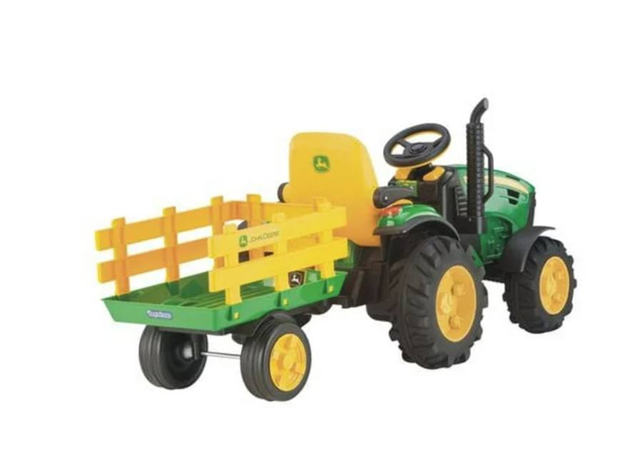 Toy tractor with a green and yellow color scheme