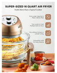 Super-sized 16 quart air fryer with features highlight
