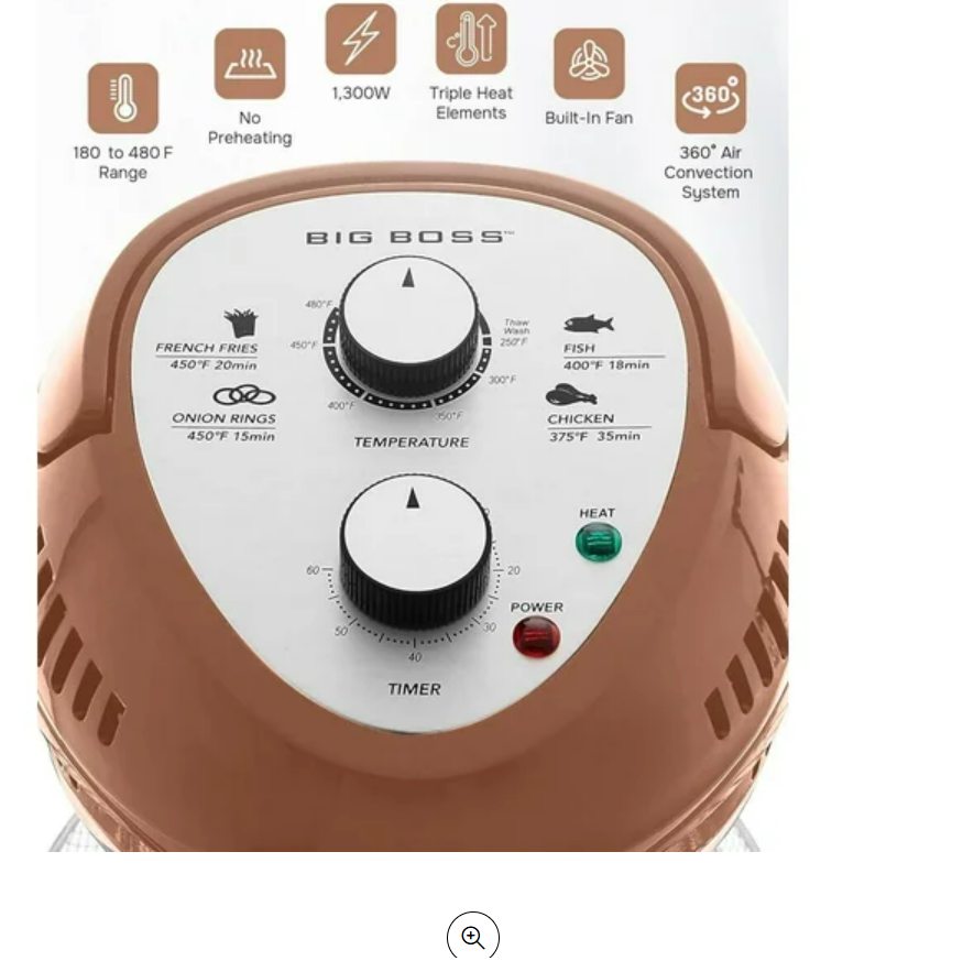 Big Boss kitchen appliance with control panel and features listed