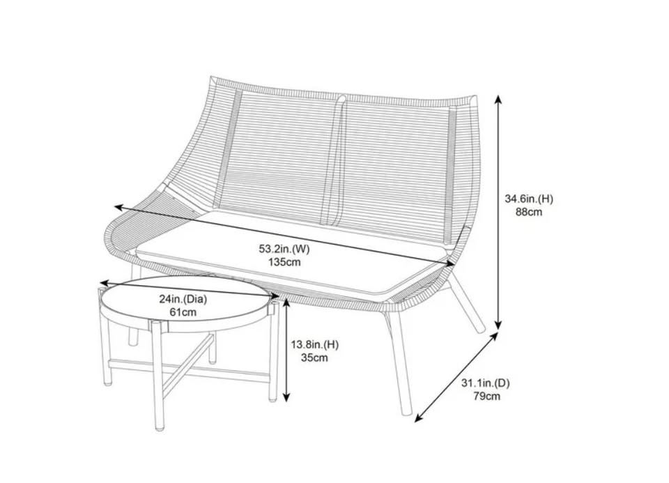 Home trends Skyler Loveseat & Table Set