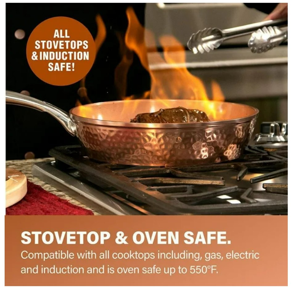 Gotham Steel 10 Piece Hammered Pots and Pan Set, Nonstick Cookware Set