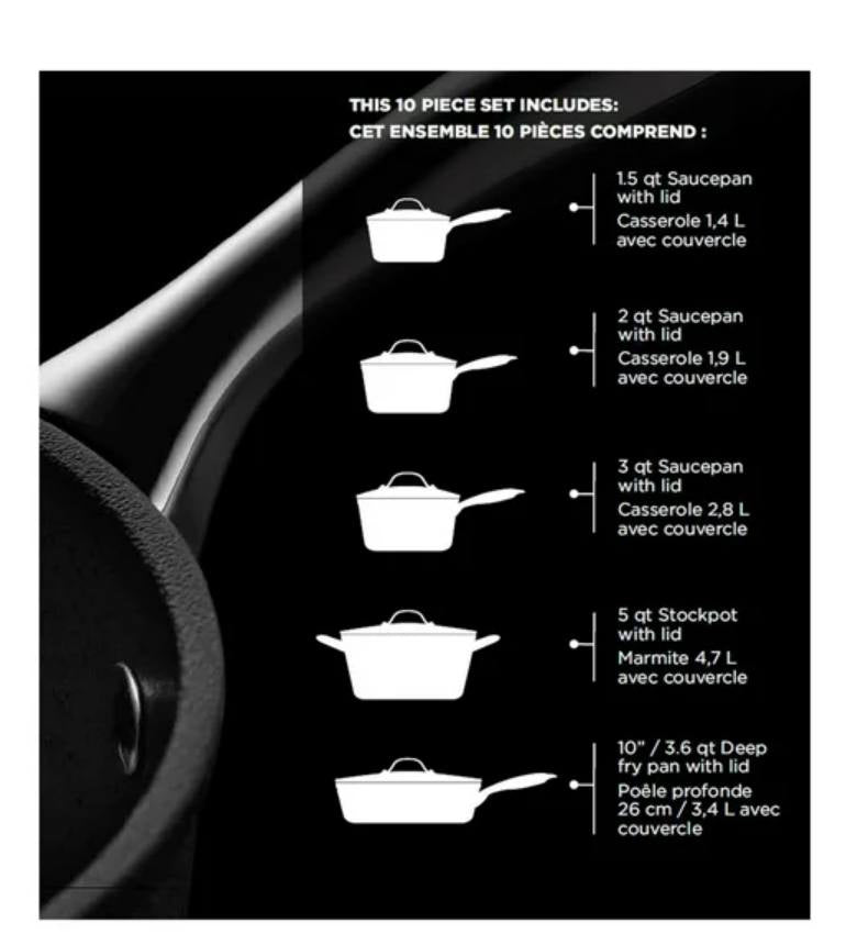 Starfrit The Rock Diamond 10pc Set, Non-stick