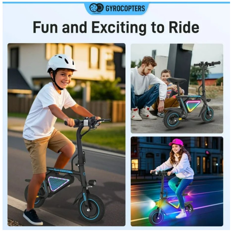 Gyrocopters Radi8 Electric scooter (Black) | UL 2272 approved | 25 km Range | 25 km/h