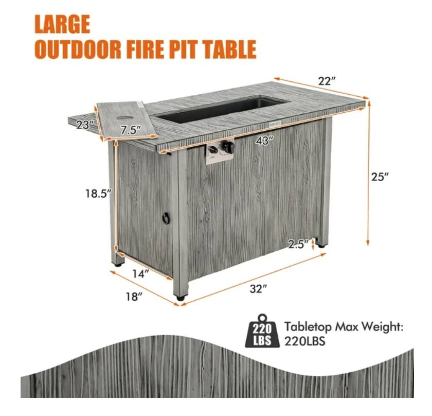 Large outdoor fire pit table
