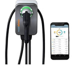 Charge Point Home Flex electric vehicle charger with smartphone app display
