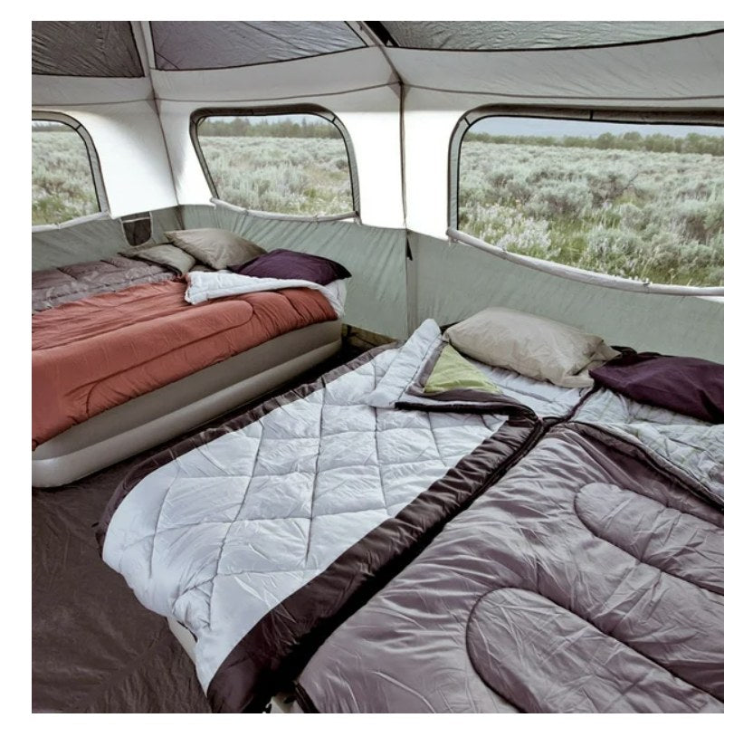 Coleman 9-Person Prairie Breeze Lighted Cabin Camping Tent, Grey