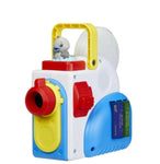 Colorful toy camera with grey baby duck on top