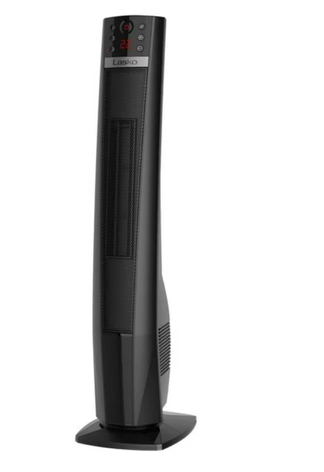 Black air purifier with digital display