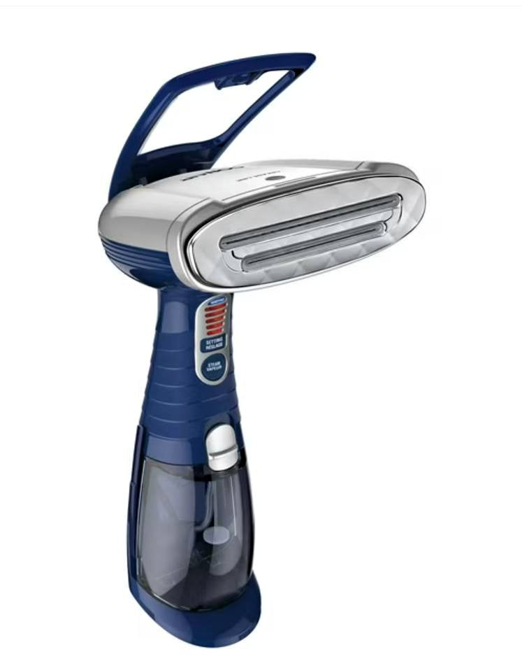 Blue and silver handheld vacuum cleaner