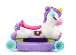 Colorful unicorn toy with wheels