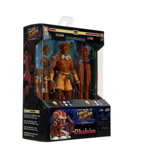 Action figure in packaging with 'Dhalsim'