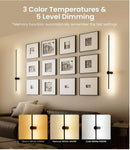 Wall sconces with three color temperature options displayed in a living room setting.