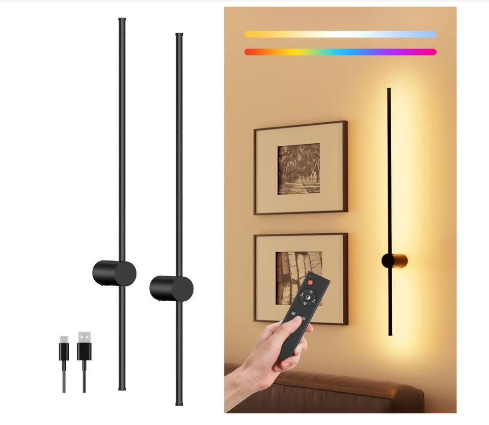 Wall-mounted light fixture with remote control and accessories