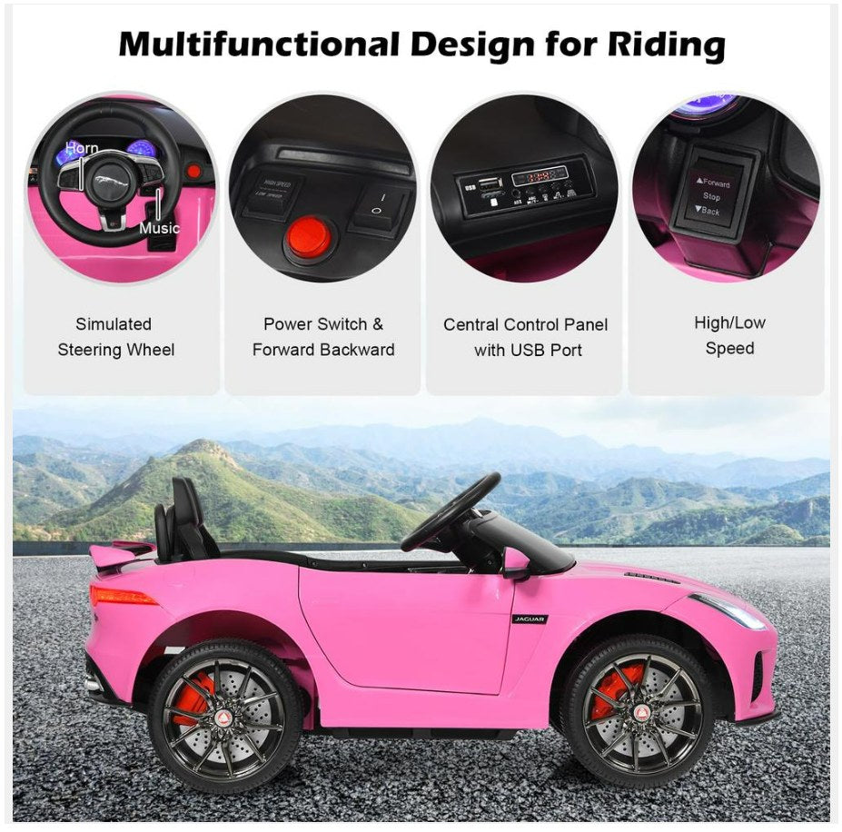 Pink toy car with digital control panel