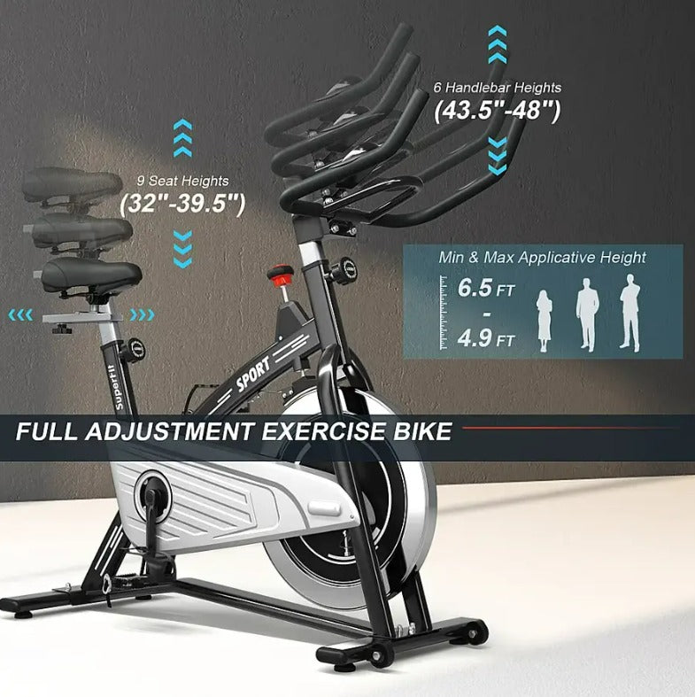 30Lbs Stationary Training Bike Exercising Bicycle W/Monitor Gym - Black/Silver