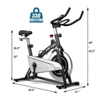 30Lbs Stationary Training Bike Exercising Bicycle W/Monitor Gym - Black/Silver