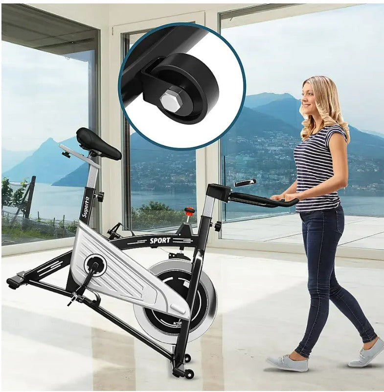 30Lbs Stationary Training Bike Exercising Bicycle W/Monitor Gym - Black/Silver