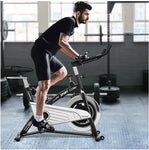 30Lbs Stationary Training Bike Exercising Bicycle W/Monitor Gym - Black/Silver