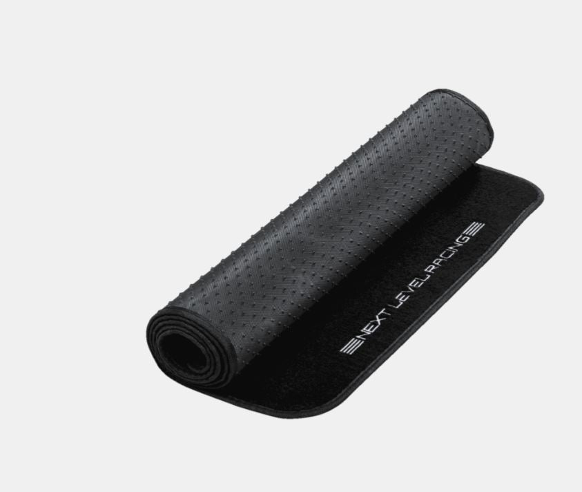 Black exercise mat with brand logo