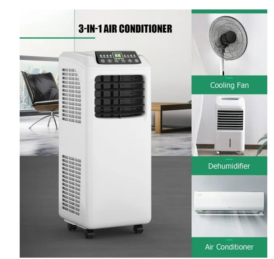 9,000 BTU Portable Air Conditioner & Dehumidifier Function Remote w/ Window Kit