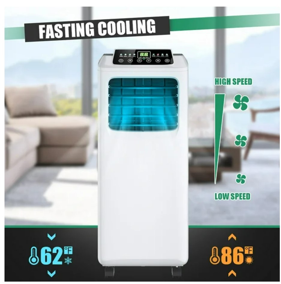 9,000 BTU Portable Air Conditioner & Dehumidifier Function Remote w/ Window Kit