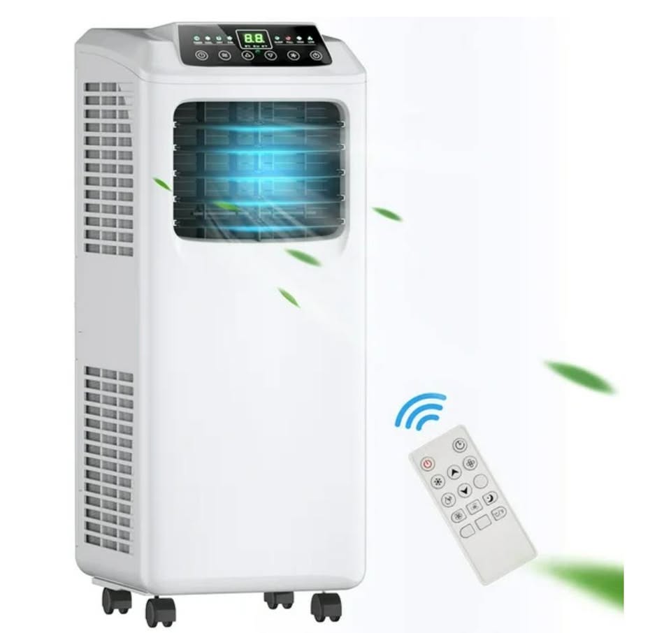 9,000 BTU Portable Air Conditioner & Dehumidifier Function Remote w/ Window Kit